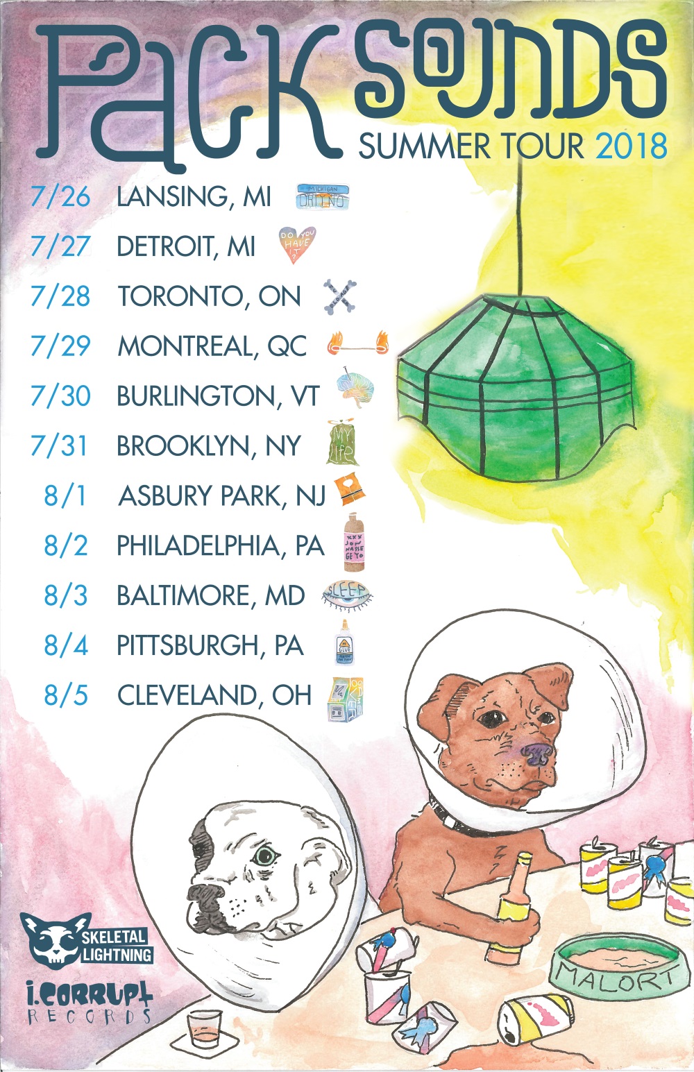 PACK SOUNDS tour poster, by Nick Yonce
