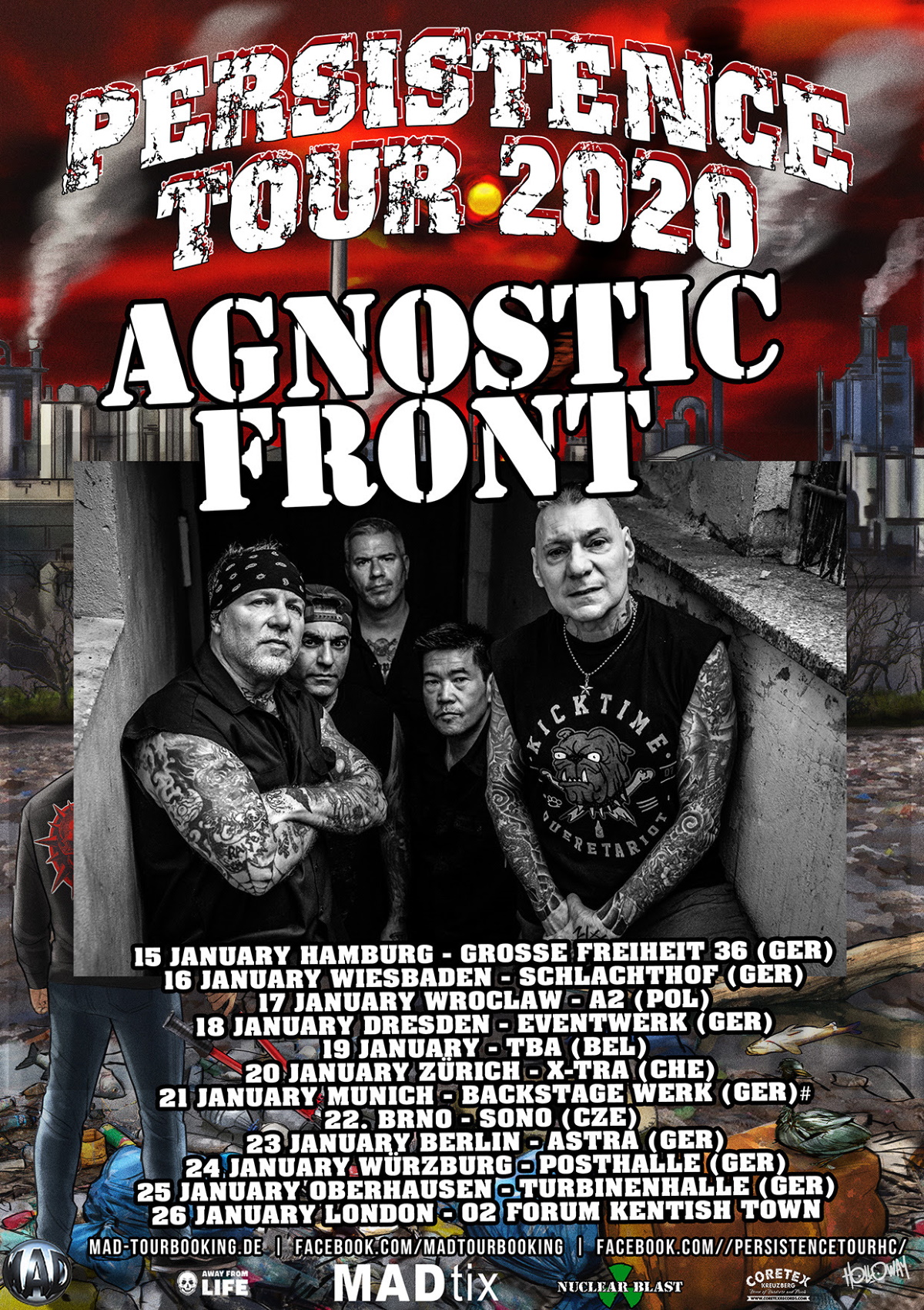 Legendary NYHC pioneers AGNOSTIC FRONT have been confirmed to play the 2020 installment of the renowned Persistence Tour alongside fellow genre veterans GORILLA BISCUITS.