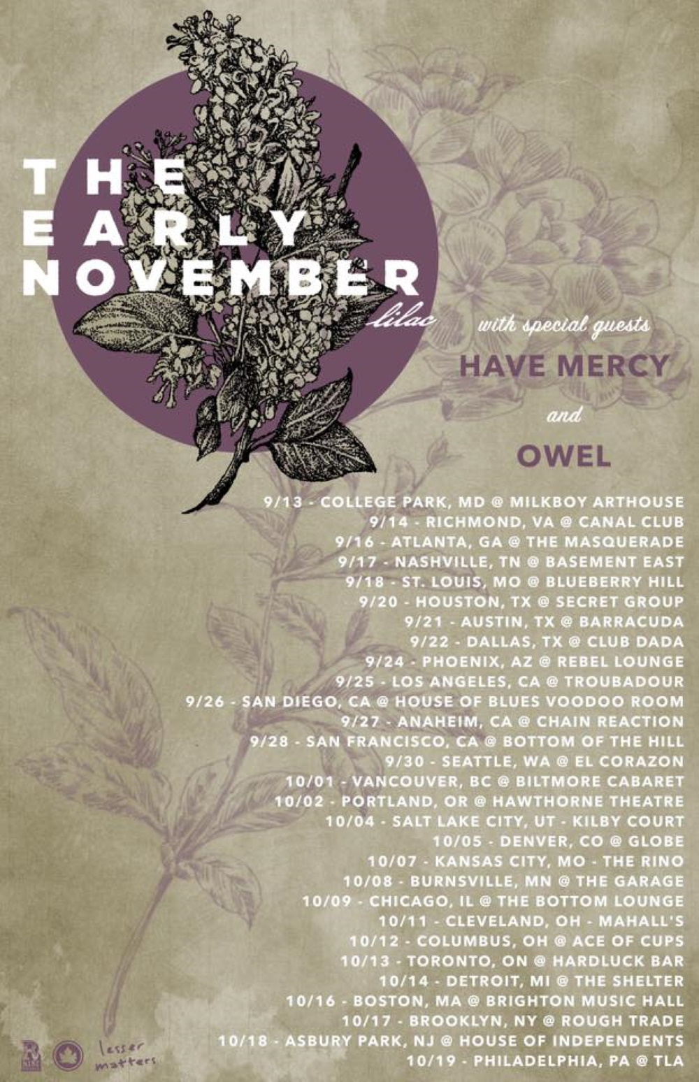 THE EARLY NOVEMBER on tour