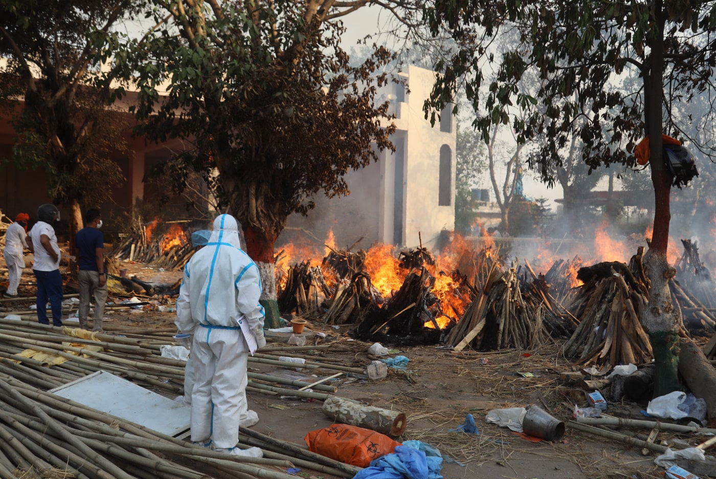 Figure 8: New Delhi, India, April 30, 2021. Mass cremation COVID 19 victims in pyres. Exposure Visuals / shutterstock.com