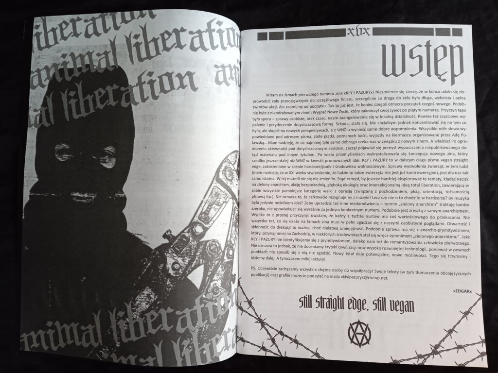 x KŁY i PAZURY x / x FANGS and CLAWS x new vegan straight edge zine
