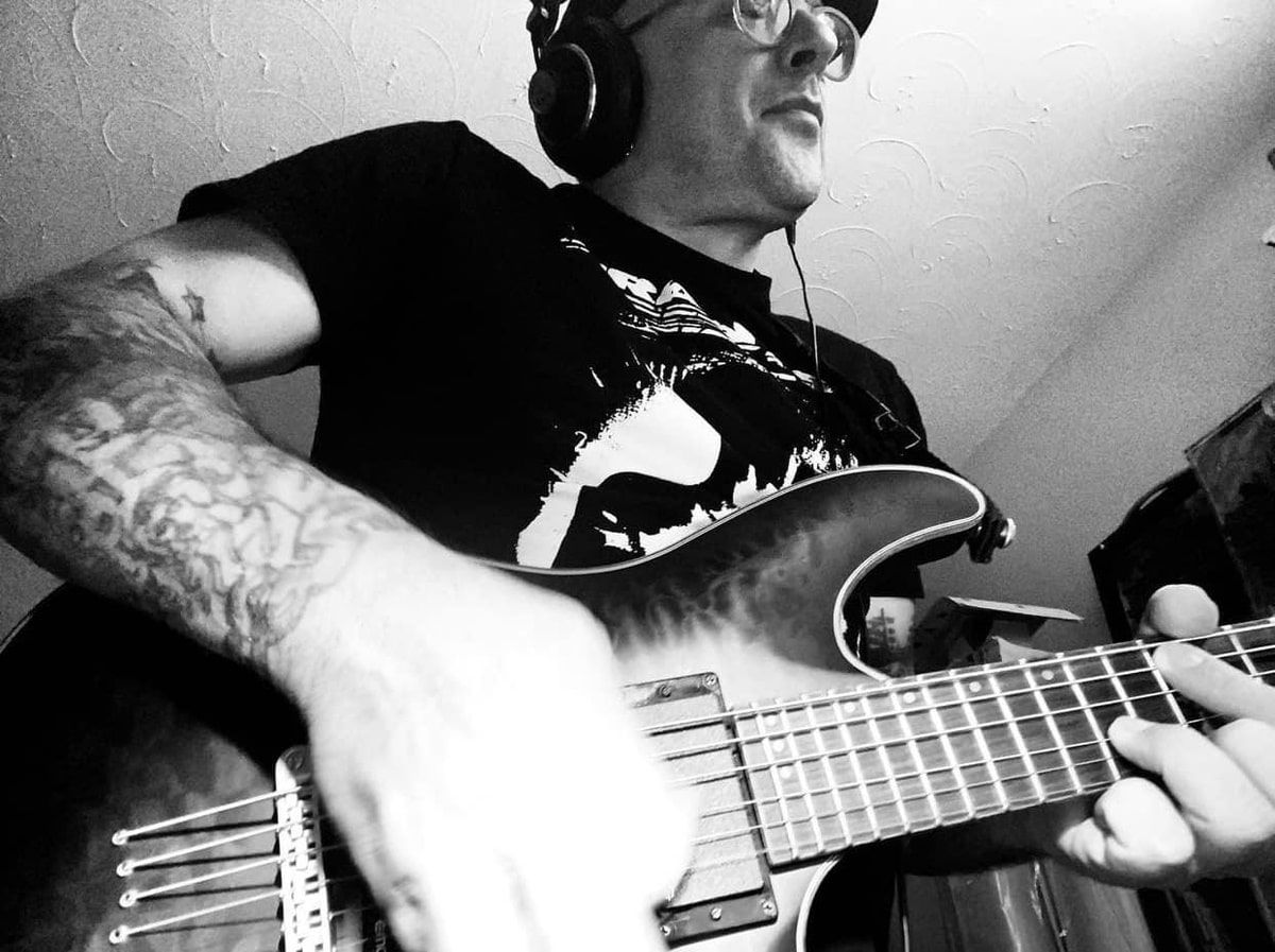 Dave recording leads over a couple songs on the album