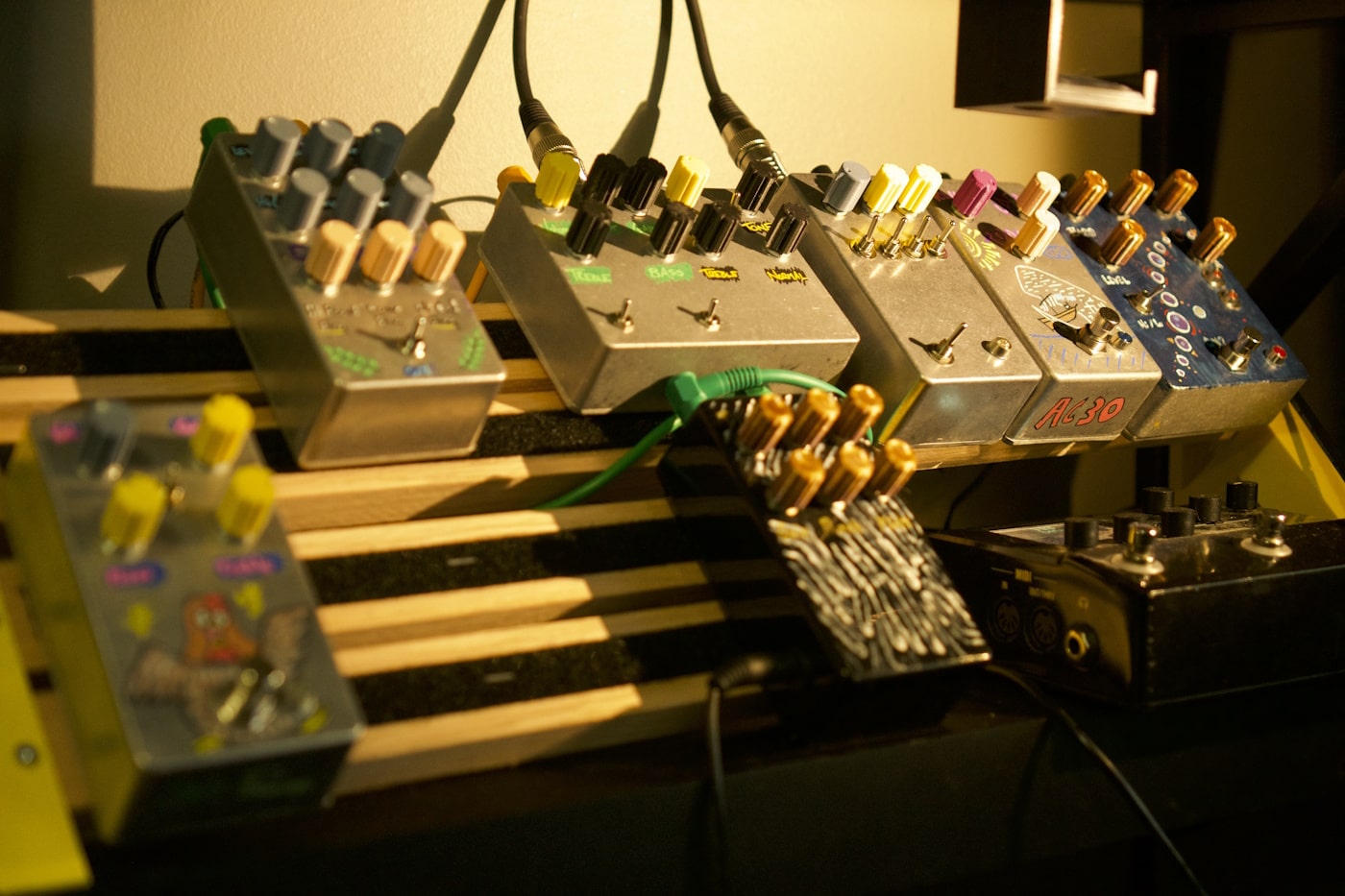 The blue and black pedals were the basis for this album - they’re a Sunn Beta Lead clone and a speaker emulator.
