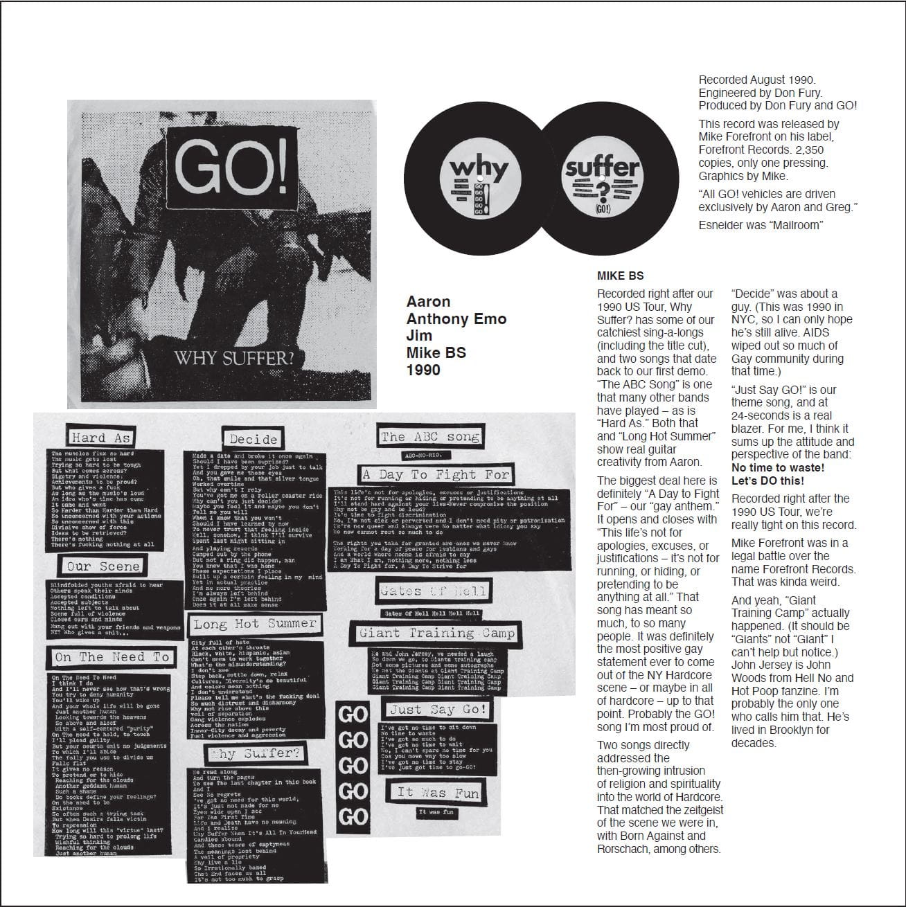 Behind the gatefold reissue of GO!'s 1989-91 New York hardcore recordings after thirty years out of print 15 GO!
