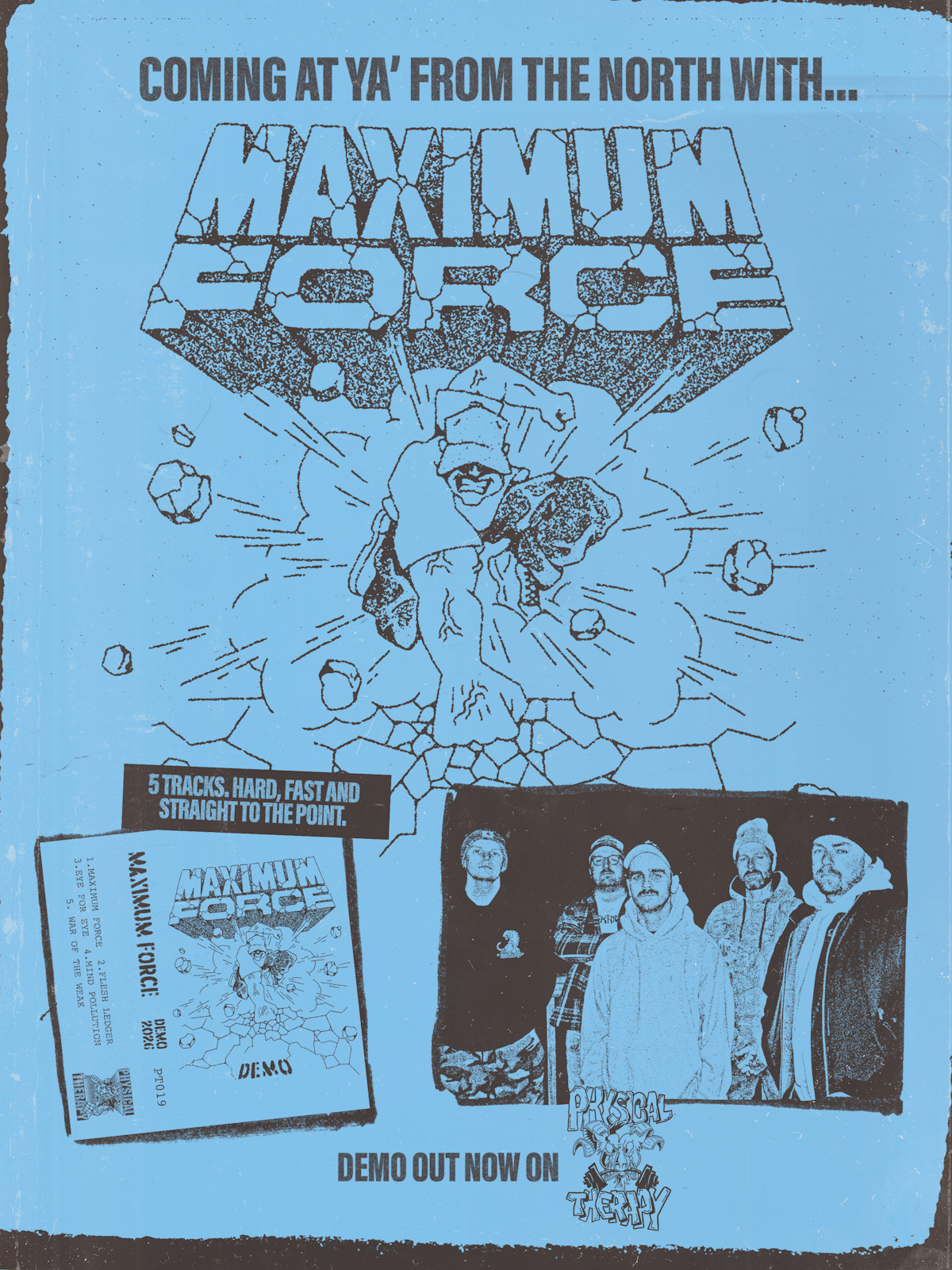 Cobourg hardcore muscle MAXIMUM FORCE lock into late-80s hardcore blueprint on “Physical Therapy Records” demo 2 Maximum Force