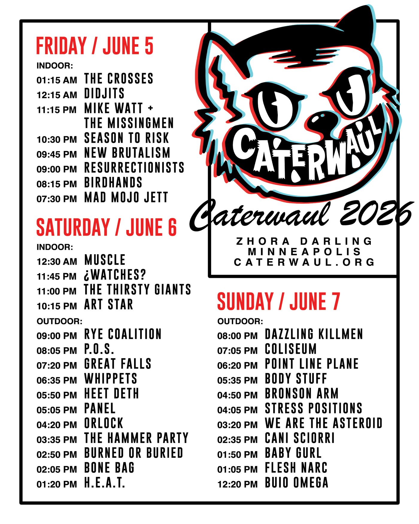 Caterwaul 2026: Rye Coalition playing their first show since 2011, six bands interview, and Rainer Fronz from a hospital room 1 CAT 2026