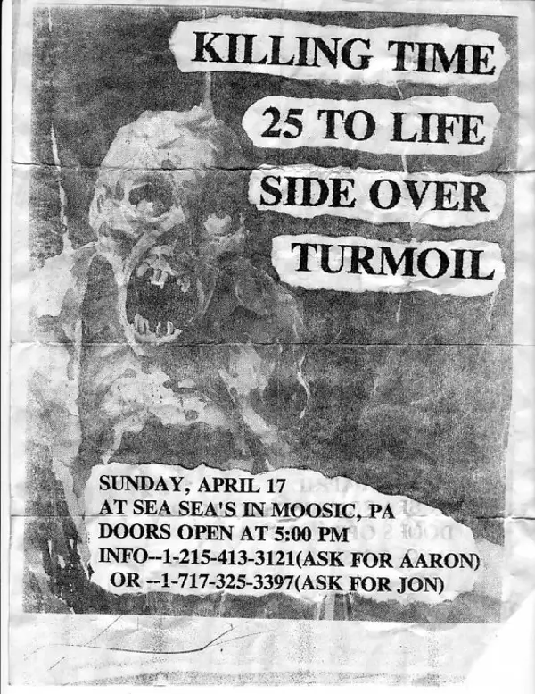 After three bandmates passed and 30 years of silence, melodic hardcore band SIDE OVER finish the album they couldn't make in 1993 5 Side Over gig flyer