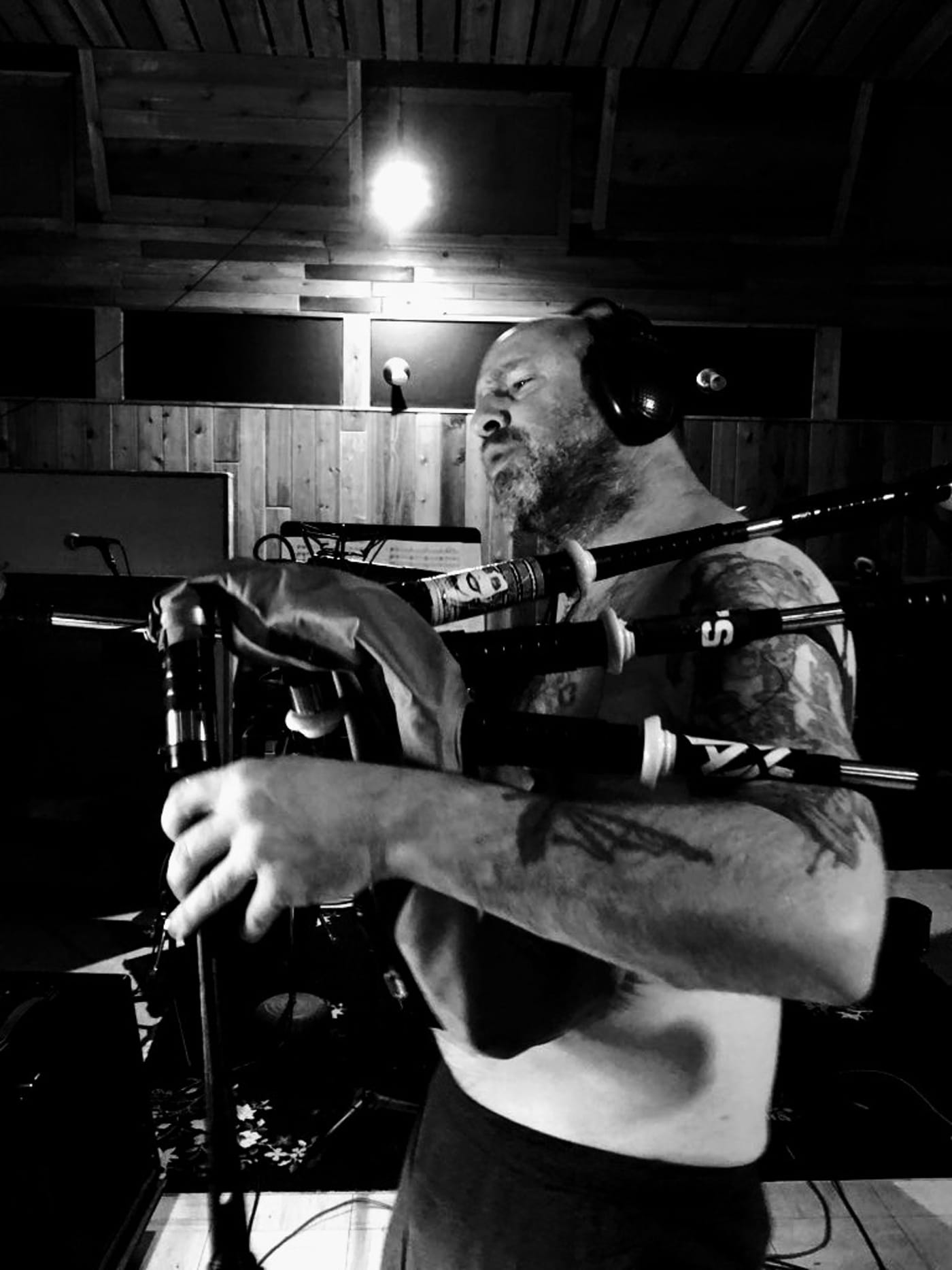 Gord Taylor builds “Made in Hell” from distance, old lessons, and bagpipes without Scotland attached 5 GORD Recording At Bedside Studios for Light Treason