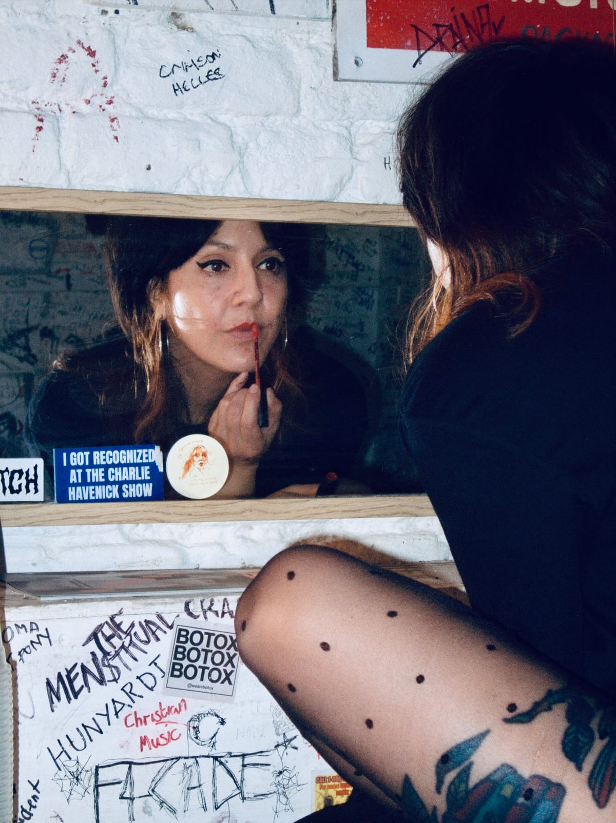 Australian synth post punks SCREENSAVER send a mid-tour dispatch from Europe, reflect on community, landlords, and why creative expression matters 15 Krystal getting ready at the Shacklewell Arms by James Beck