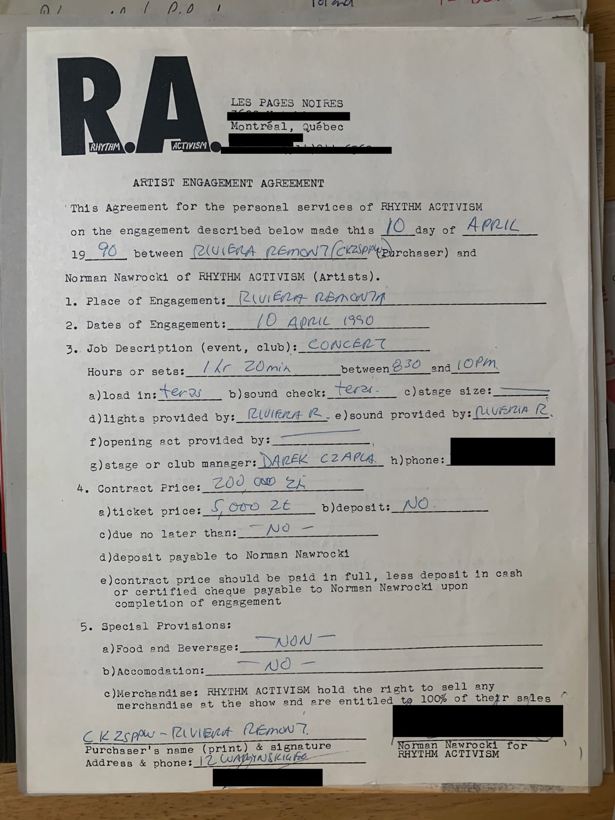 Canadian experimental duo THE NAWROCKIS made "Kapusta" from live improvisation, family history and nearly four decades of Polish connections 6 RA Contract 1990 Warsaw Riviera Remont