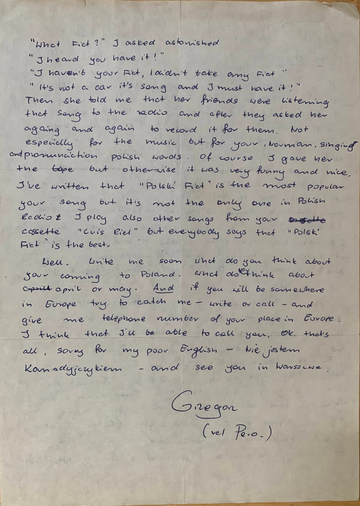 Canadian experimental duo THE NAWROCKIS made "Kapusta" from live improvisation, family history and nearly four decades of Polish connections 14 Letter from Grzegorz Kowalczyk to Rhythm Activism during preparations for their return to Poland in 1990.