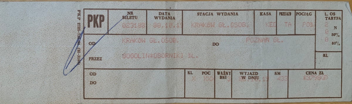 Canadian experimental duo THE NAWROCKIS made "Kapusta" from live improvisation, family history and nearly four decades of Polish connections 11 Kraków-Poznań train ticket from Rhythm Activism's 1990 Polish tour.