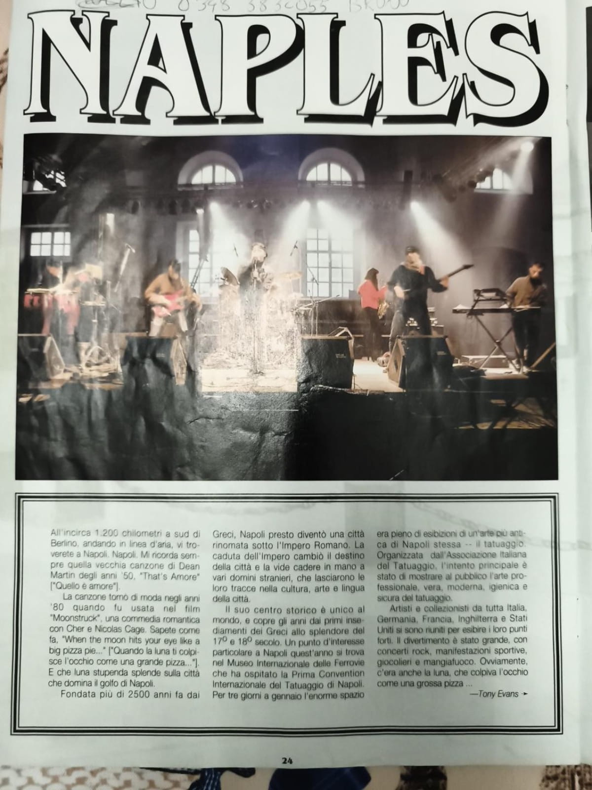 From Scampia to Teatro Ariston: Fiori del Male, a Gulf War song and 35 years of underground history 8 Fiori del Male in Tattoo Magazine 1997, Naples live page, archive repro by Nunzio Ciccone